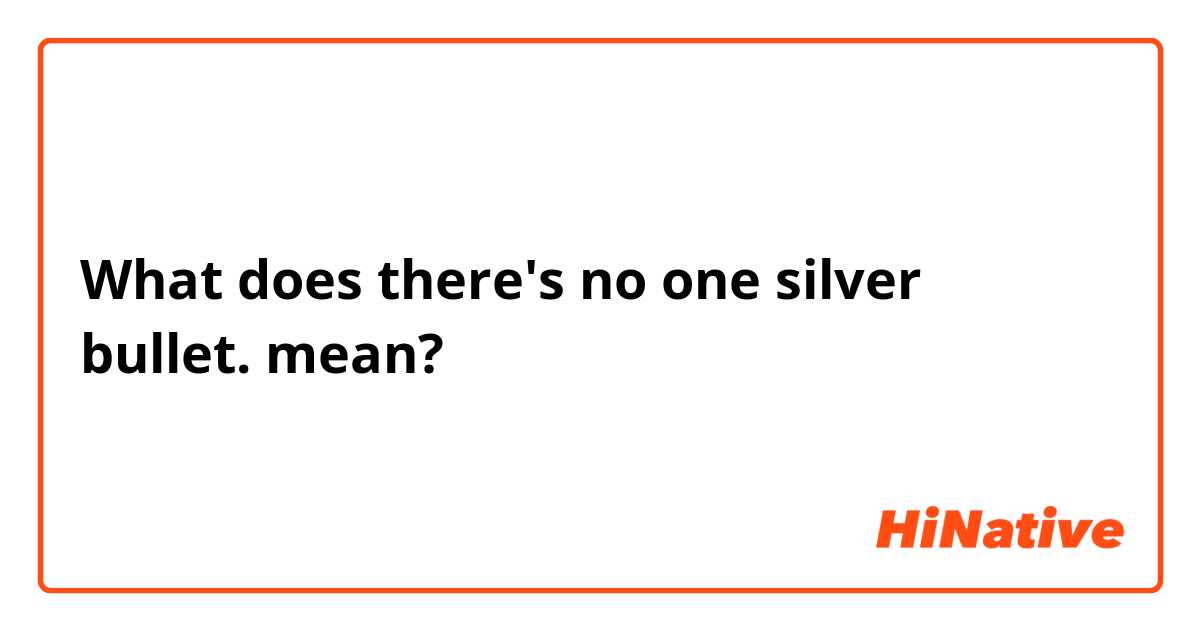 What does there's no one silver bullet. mean?