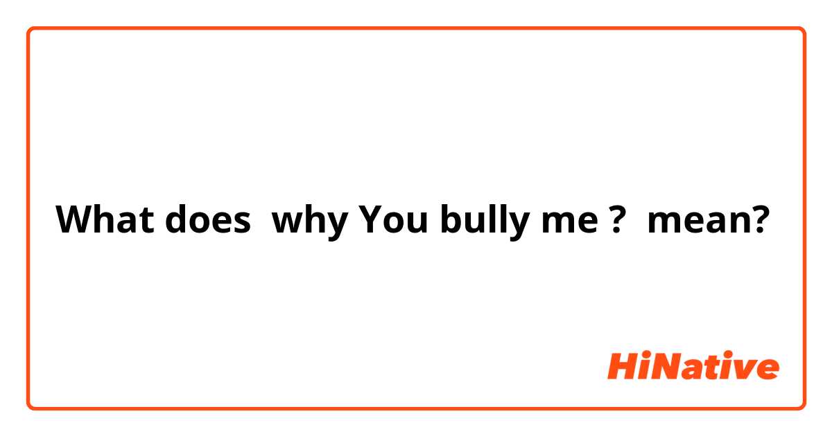 What does why You bully me ? mean?