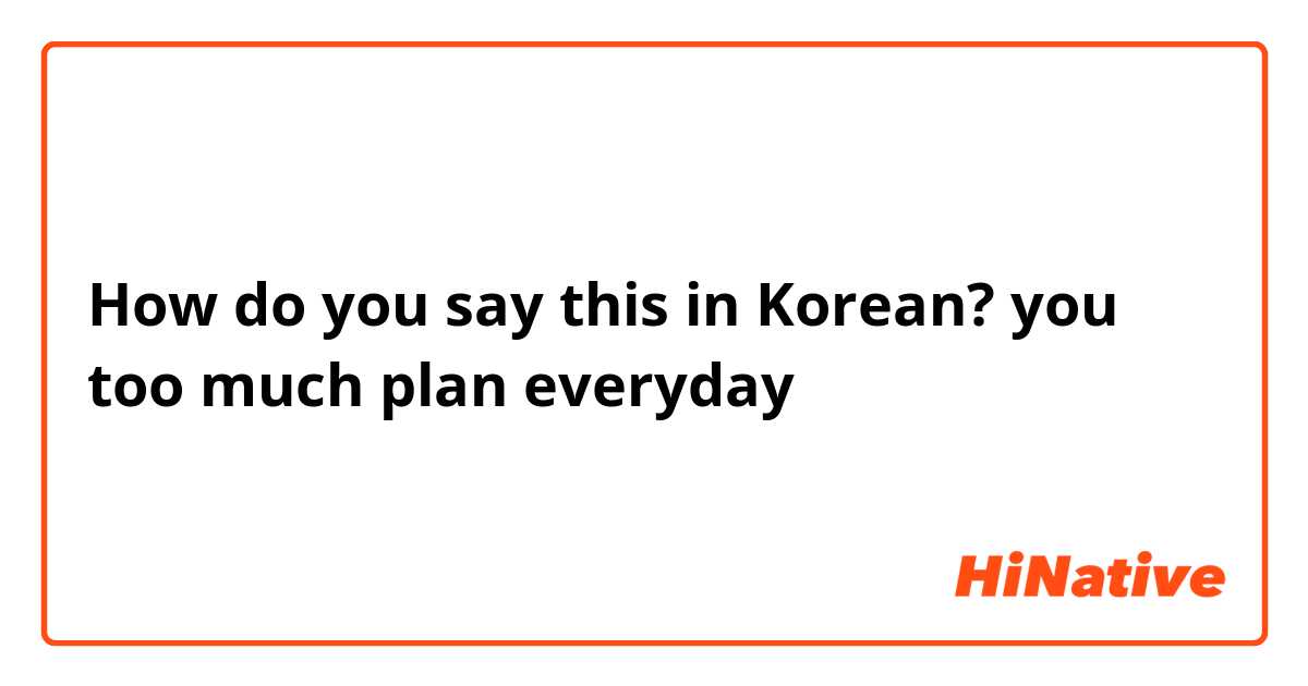 How do you say this in Korean? you too much plan everyday
