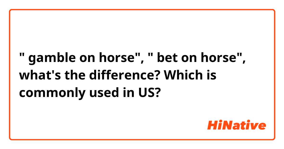 " gamble on horse", " bet on horse", what's the difference? Which is commonly used in US?