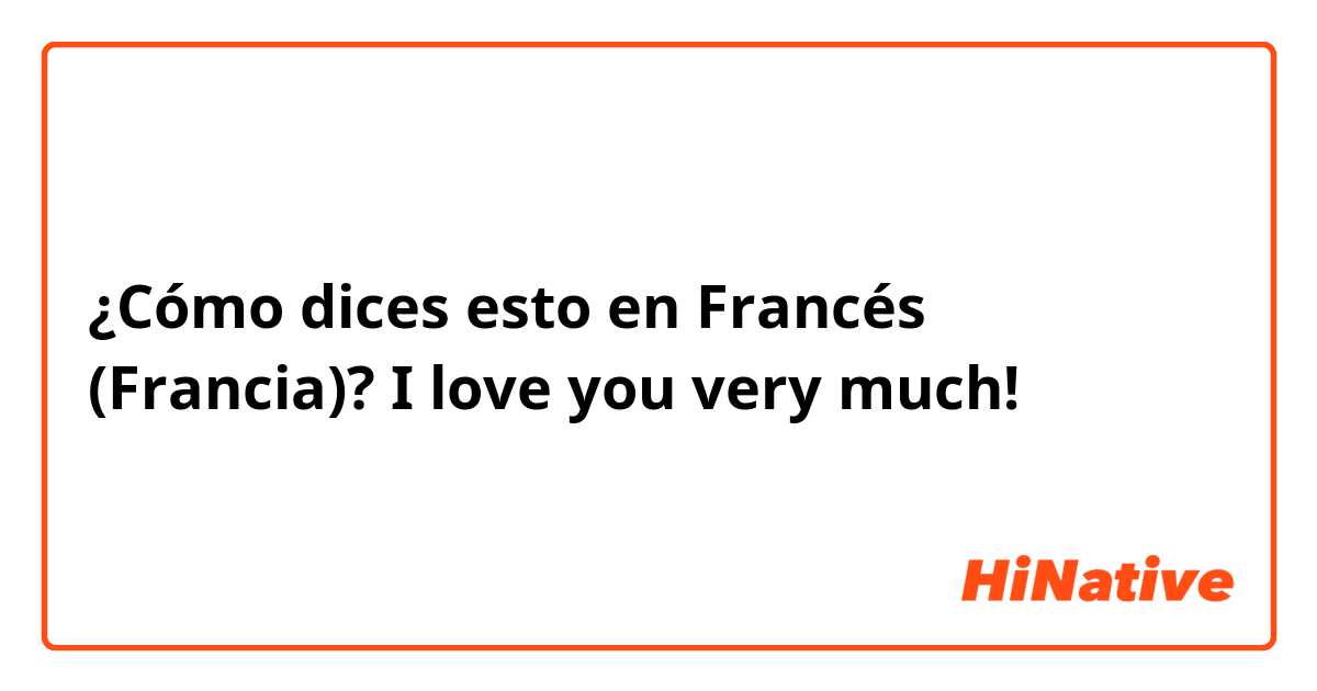 ¿Cómo dices esto en Francés (Francia)? I love you very much!