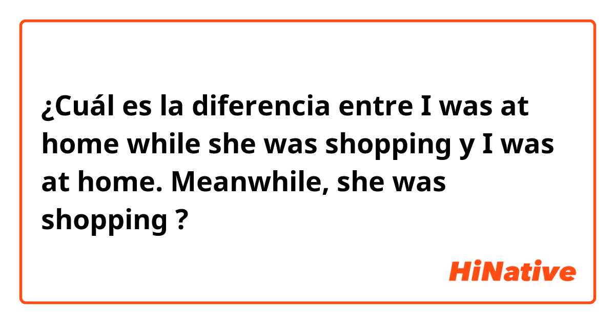 ¿Cuál es la diferencia entre I was at home while she was shopping y I was at home. Meanwhile, she was shopping ?