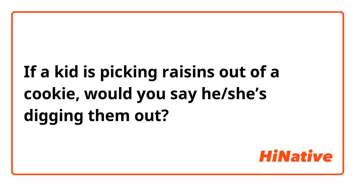 If a kid is picking raisins out of a cookie, would you say he/she’s digging them out?