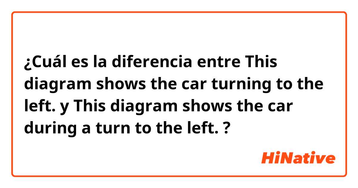 ¿Cuál es la diferencia entre This diagram shows the car turning to the left. y This diagram shows the car during a turn to the left. ?