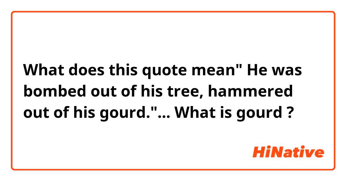 What does this quote mean" He was bombed out of his tree, hammered out of his gourd."... What is gourd ?
