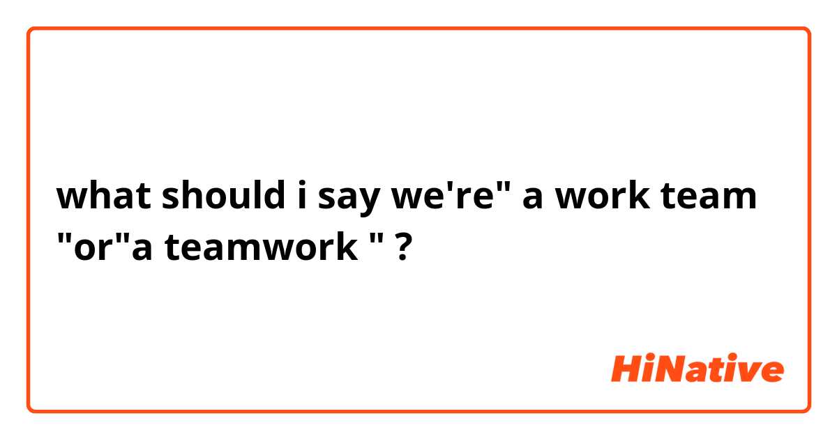 what should i say we're" a work team "or"a teamwork " ?