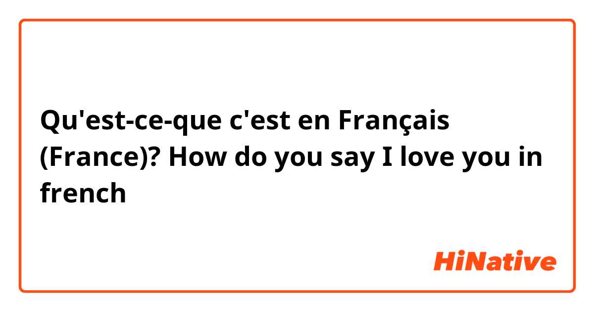 Qu'est-ce-que c'est en Français (France)? How do you say I love you in french