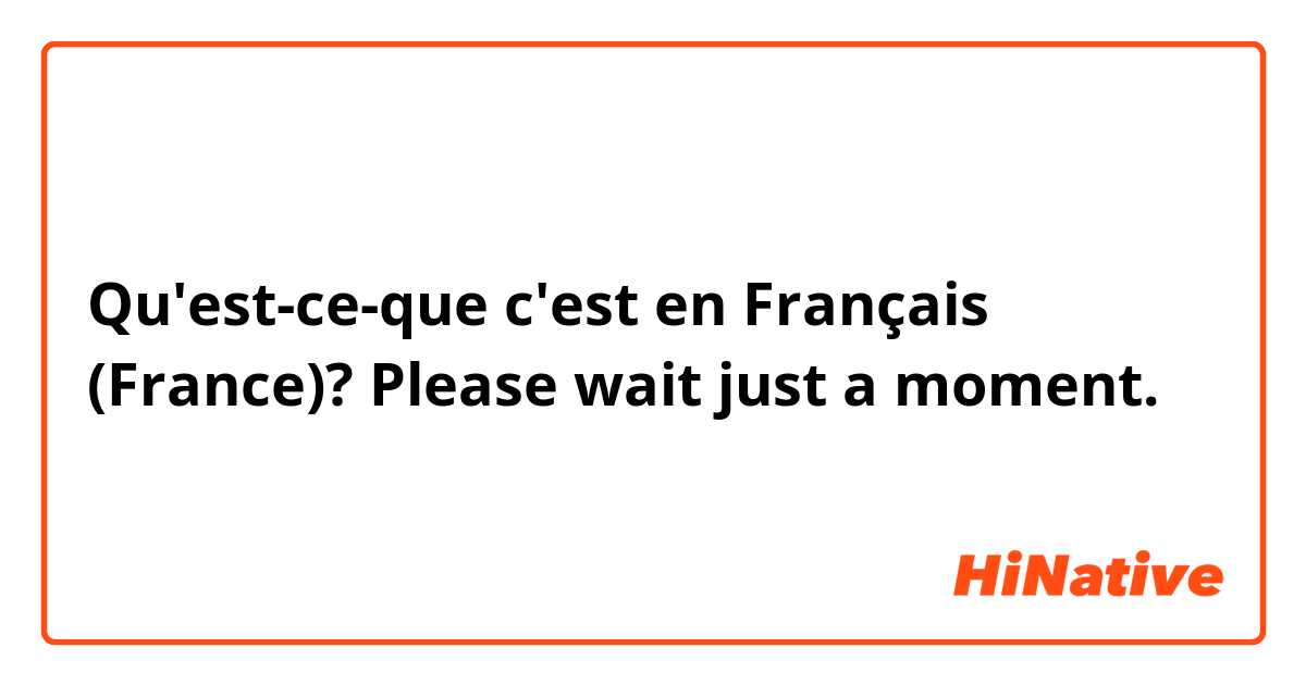 Qu'est-ce-que c'est en Français (France)? Please wait just a moment.