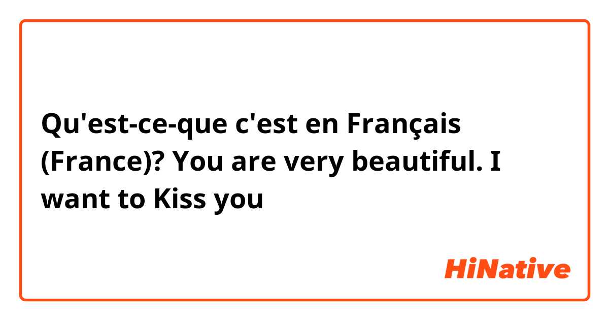 Qu'est-ce-que c'est en Français (France)? You are very beautiful. I want to Kiss you