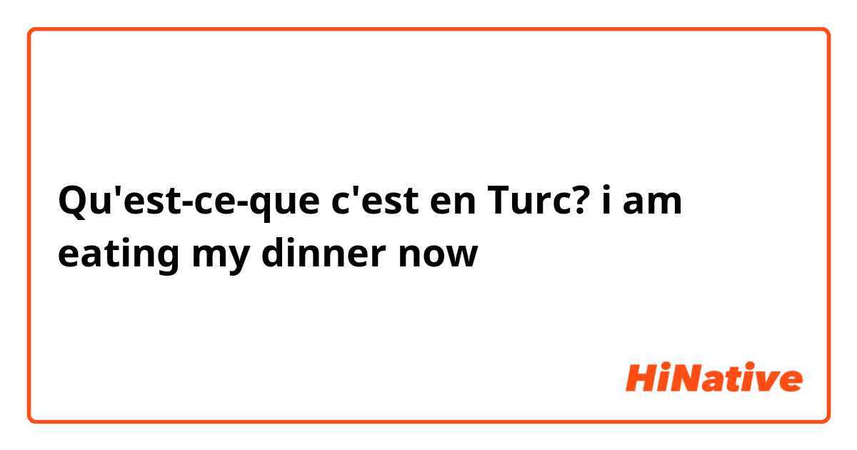 Qu'est-ce-que c'est en Turc? i am eating my dinner now