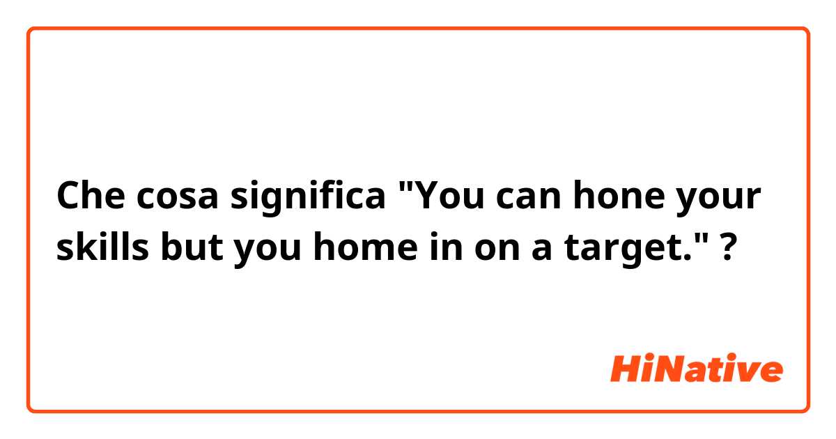 Che cosa significa "You can hone your skills but you home in on a target."?