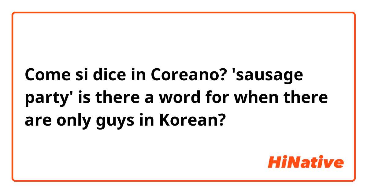 Come si dice in Coreano? 'sausage party' is there a word for when there are only guys in Korean?