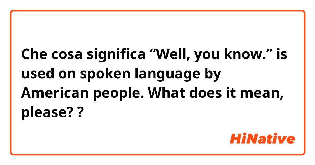 Che cosa significa “Well, you know.”  is used on spoken language by American people. What does it mean, please??