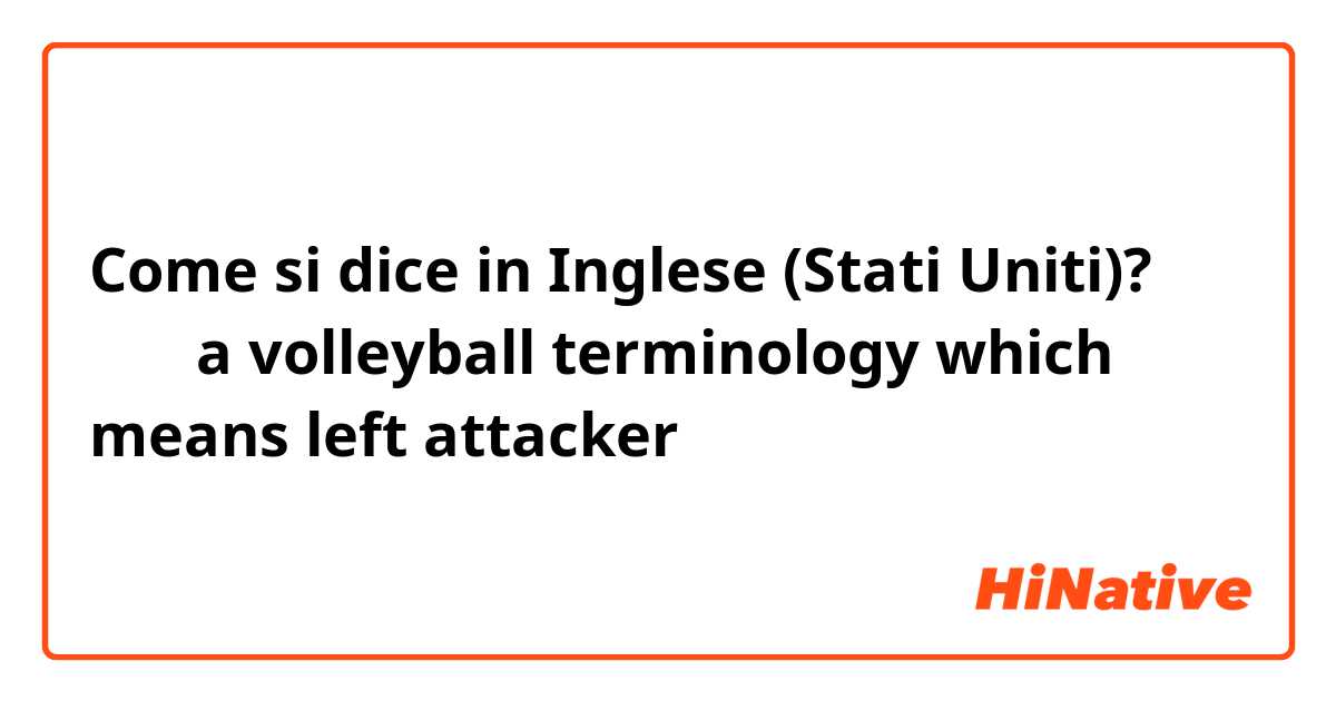 Come si dice in Inglese (Stati Uniti)? 主攻（a volleyball terminology which means left attacker）