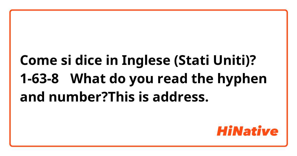 Come si dice in Inglese (Stati Uniti)? 1-63-8 ←What do you read the hyphen and number?This is address.