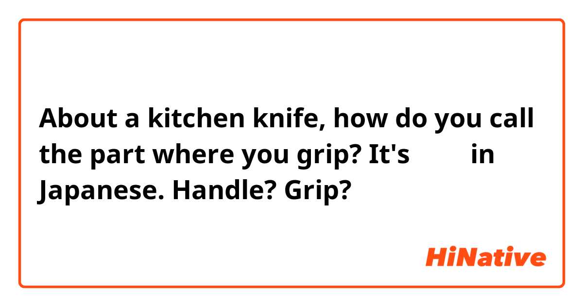 About a kitchen knife, how do you call the part where you grip? It's 取っ手 in Japanese. Handle? Grip?