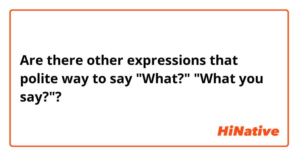 Are there other expressions that polite way to say "What?" "What you say?"?