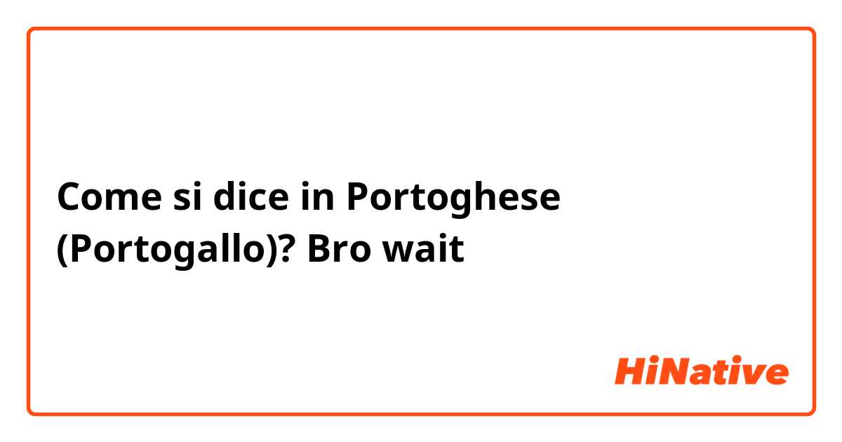 Come si dice in Portoghese (Portogallo)? Bro wait
