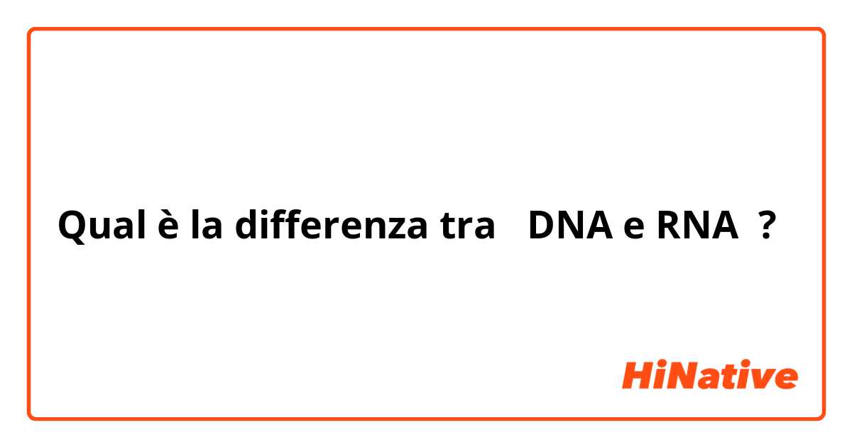 Qual è la differenza tra  DNA e RNA ?