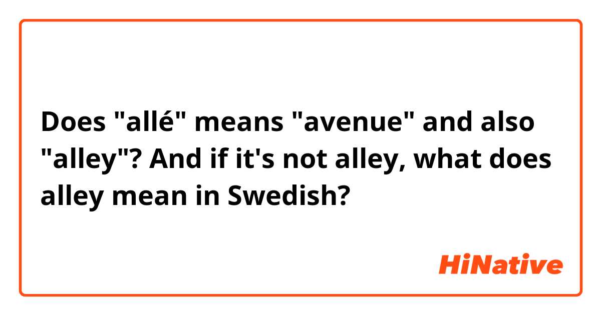 Does "allé" means "avenue" and also "alley"? And if it's not alley, what does alley mean in Swedish?