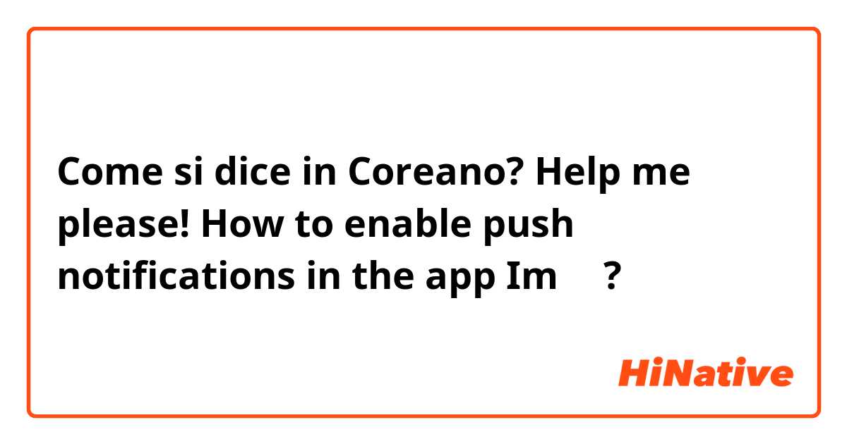 Come si dice in Coreano? Help me please!
How to enable push notifications in the app Im뱅크?