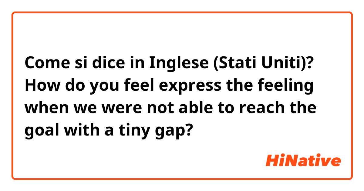 Come si dice in Inglese (Stati Uniti)? How do you feel express the feeling when we were not able to reach the goal with a tiny gap?