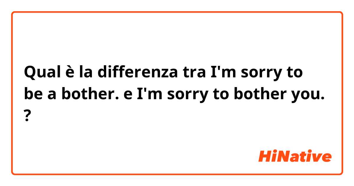 Qual è la differenza tra  I'm sorry to be a bother. e I'm sorry to bother you. ?