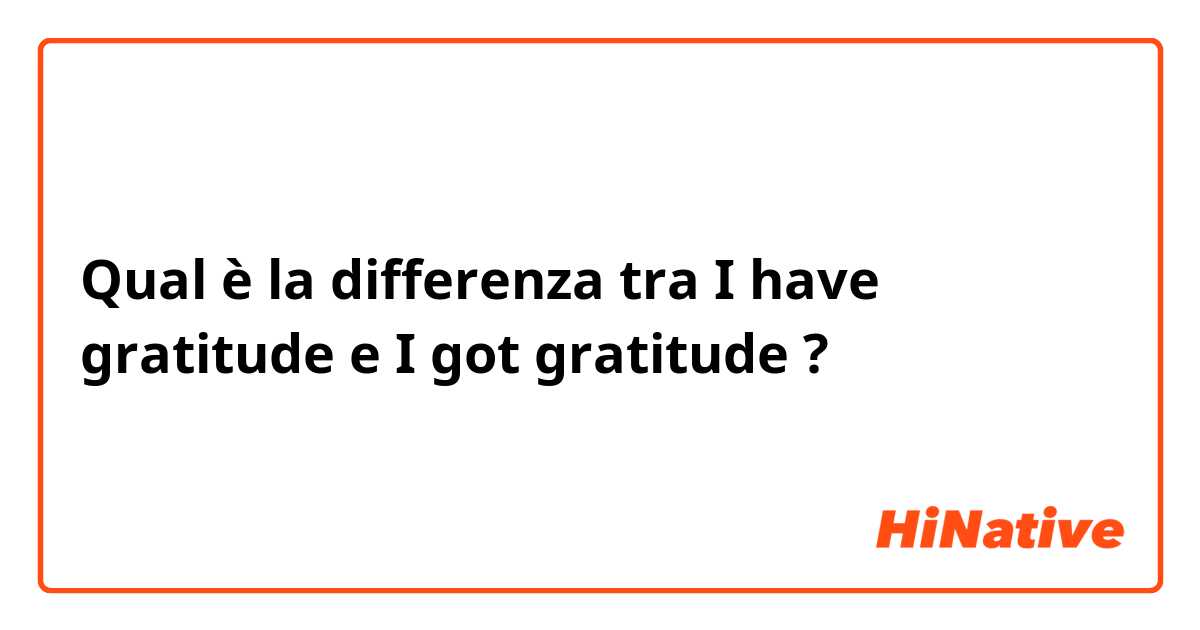 Qual è la differenza tra  I have gratitude e I got gratitude ?