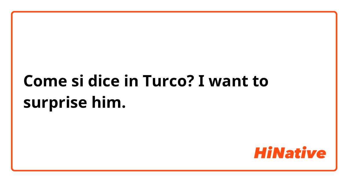 Come si dice in Turco? I want to surprise him.