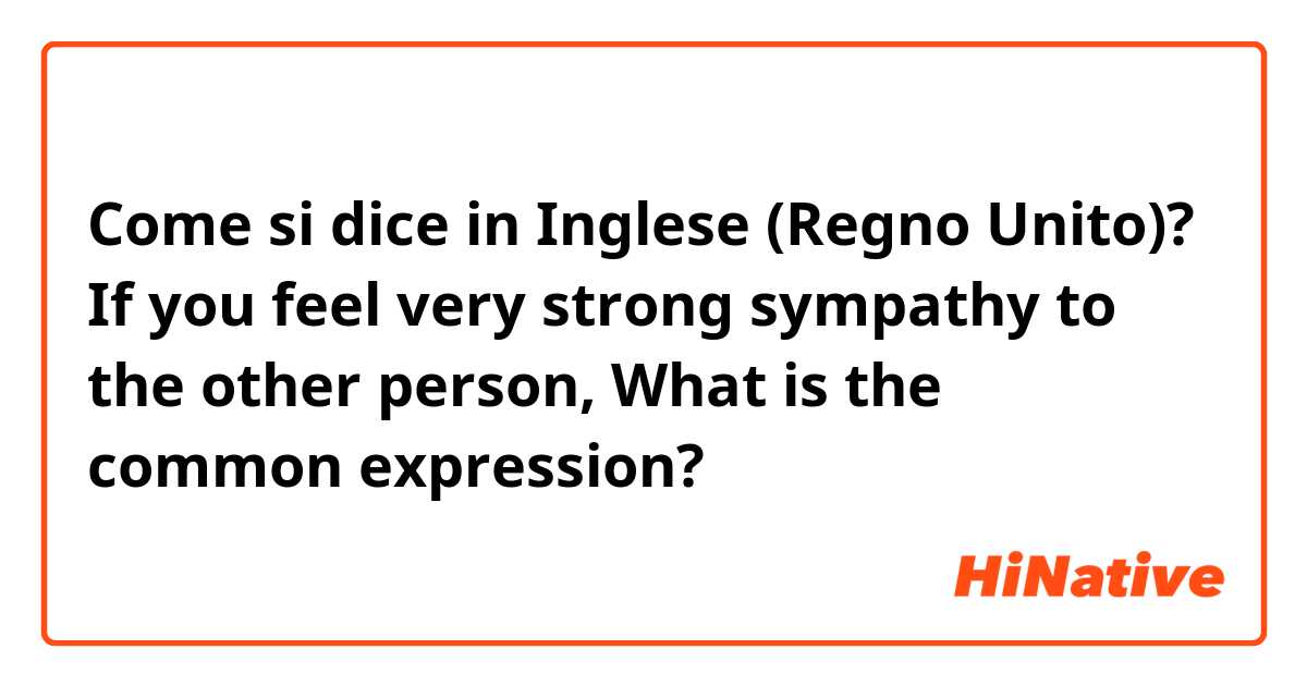 Come si dice in Inglese (Regno Unito)? If you feel very strong sympathy to the other person, What is the common expression?