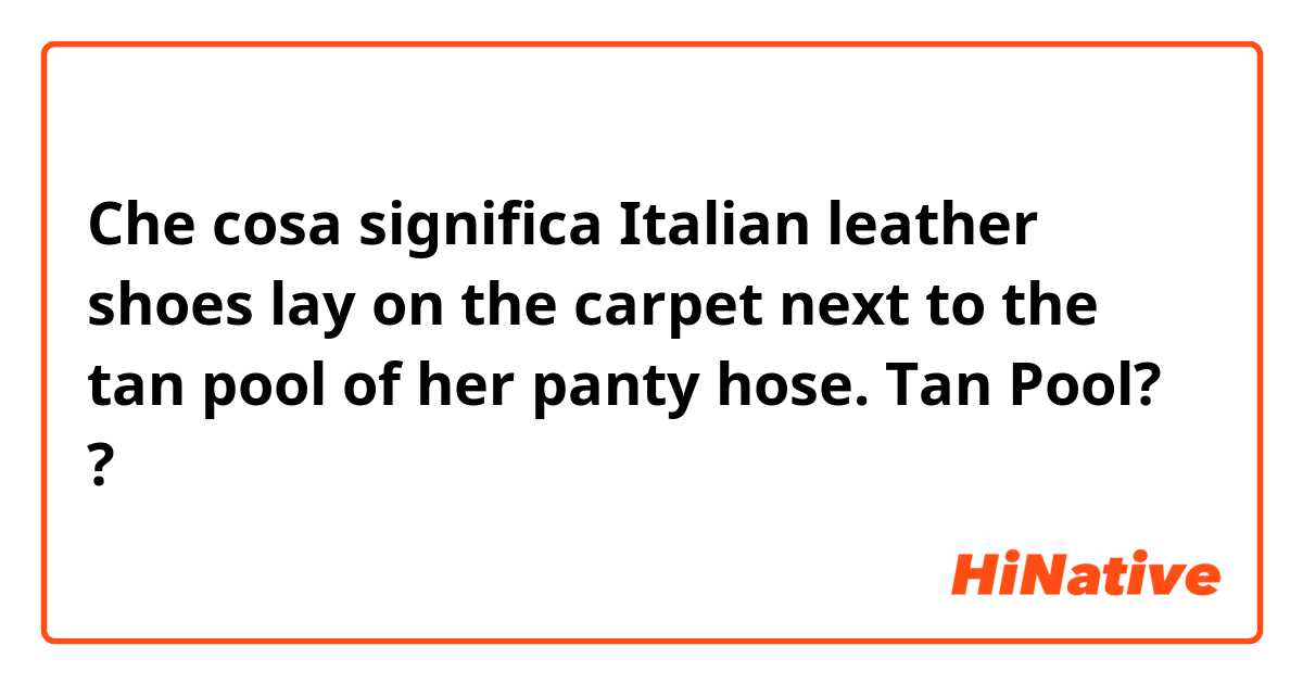 Che cosa significa Italian leather shoes lay on the carpet next to the tan pool of her panty hose. Tan Pool??