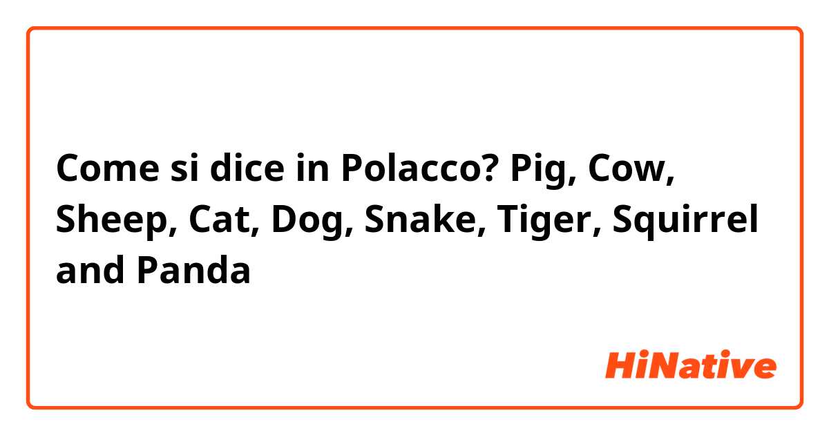 Come si dice in Polacco? Pig, Cow, Sheep, Cat, Dog, Snake, Tiger, Squirrel and Panda