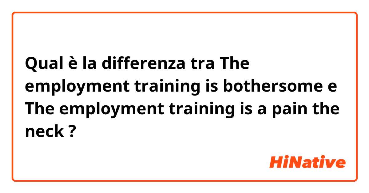 Qual è la differenza tra  The employment training is bothersome e The employment training is a pain the neck ?