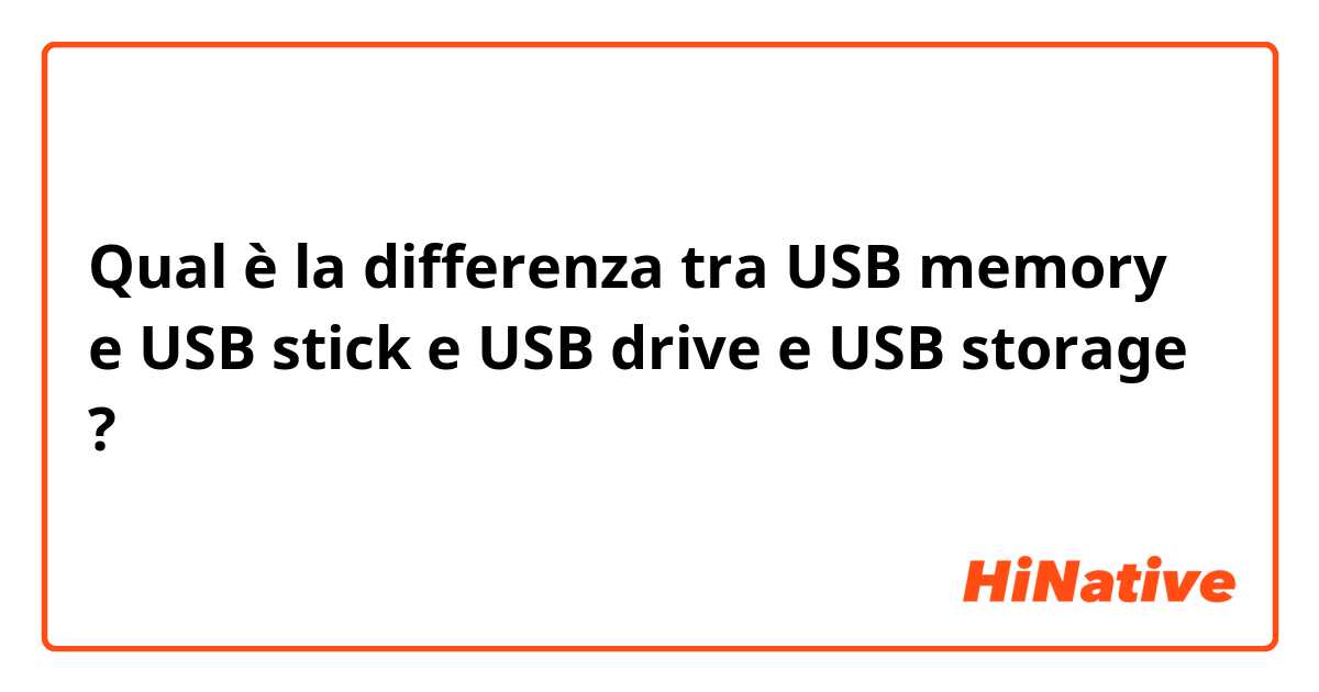 Qual è la differenza tra  USB memory  e USB stick  e USB drive  e USB storage  ?