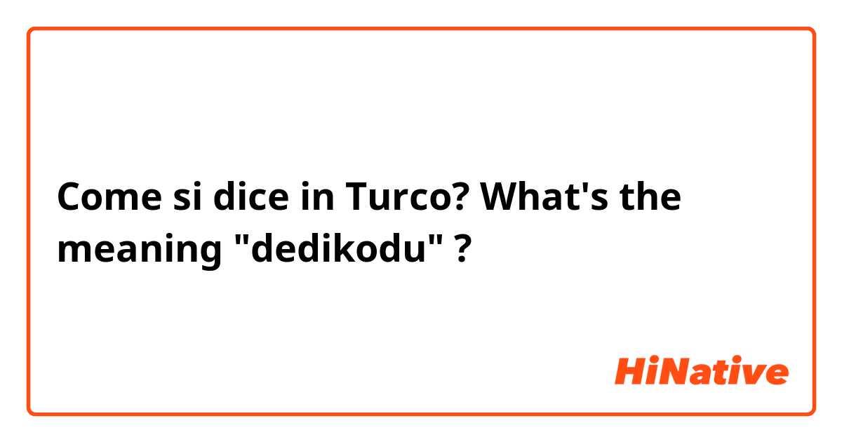 Come si dice in Turco? What's the meaning "dedikodu" ? 
