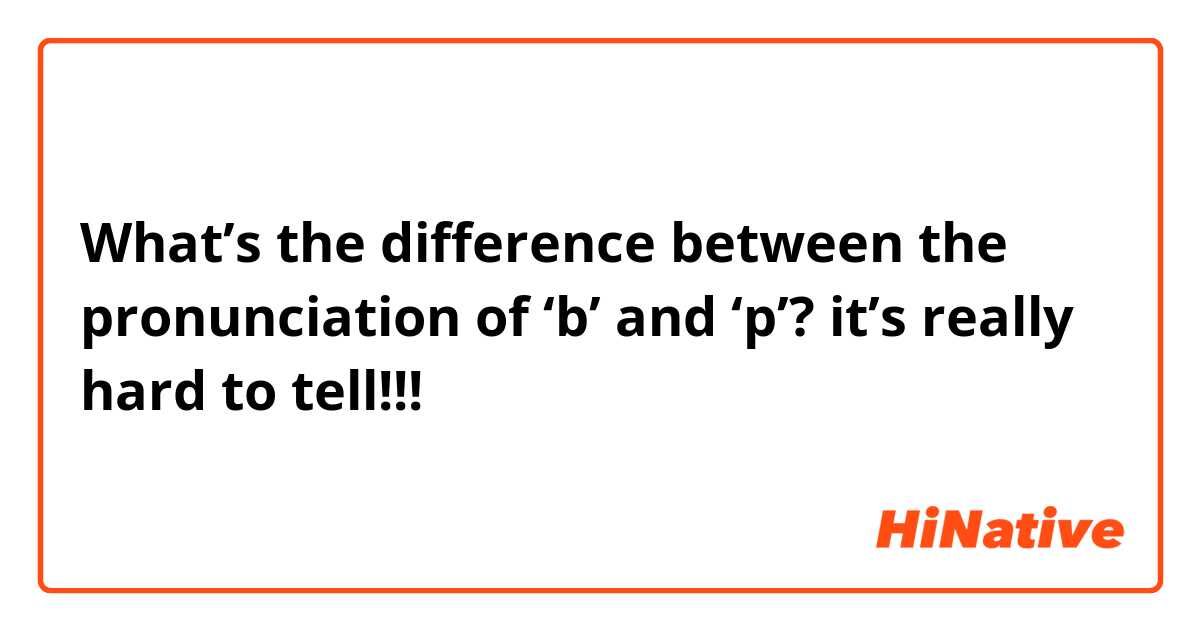 What’s the difference between the pronunciation of ‘b’ and ‘p’?
it’s really hard to tell!!!