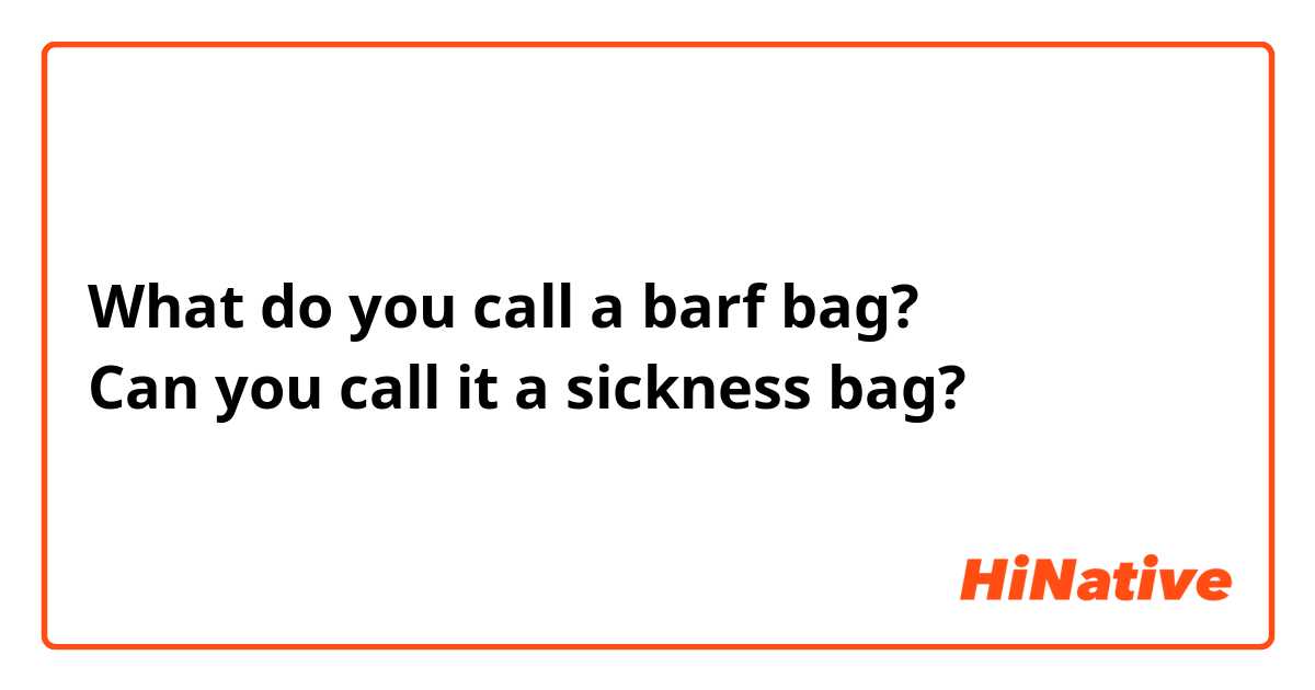 What do you call a barf bag? 
Can you call it a sickness bag?