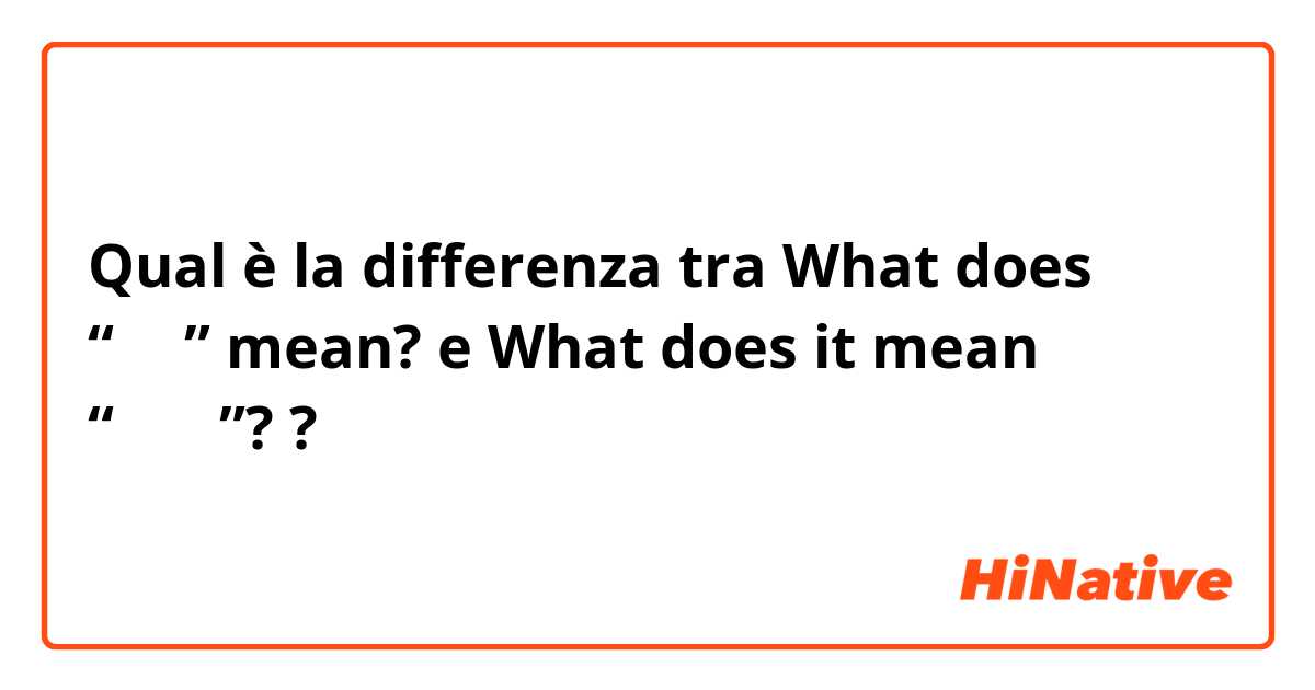 Qual è la differenza tra  What does “　　” mean?  e What does it mean “　　　”?  ?