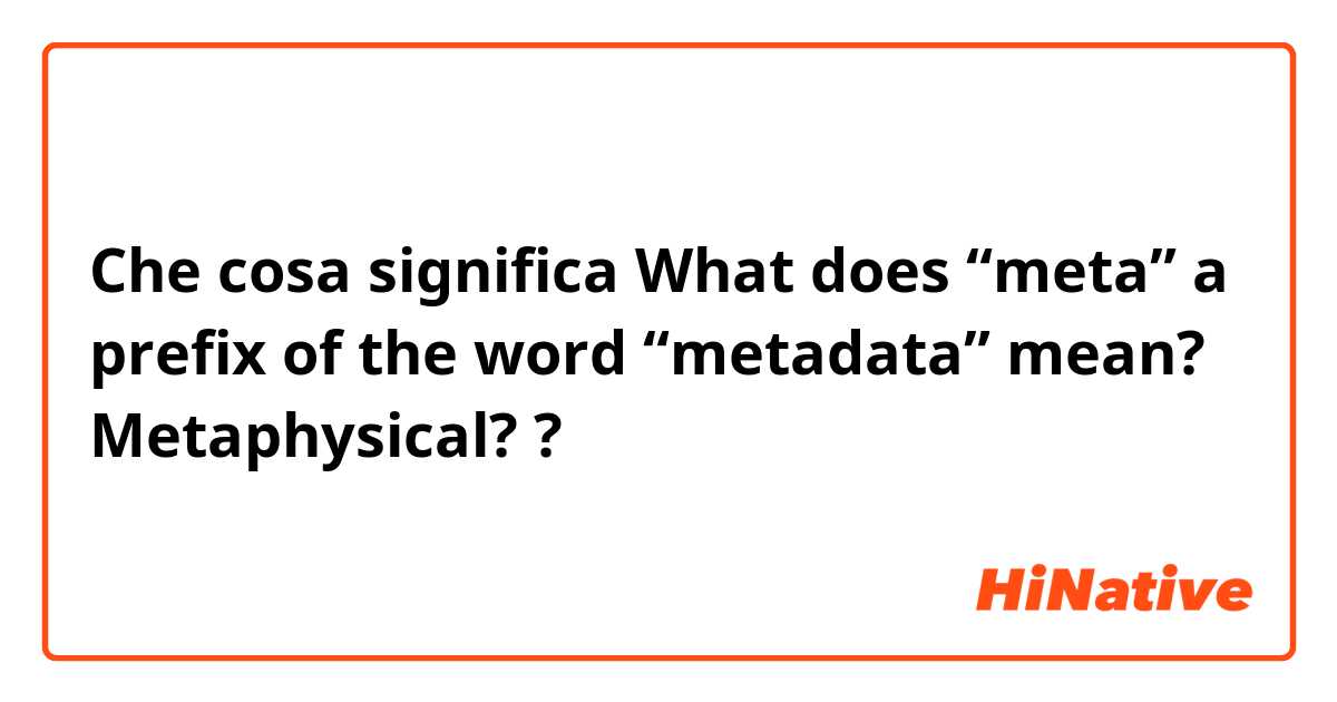 Che cosa significa What does “meta” a prefix of the word “metadata” mean?  Metaphysical??