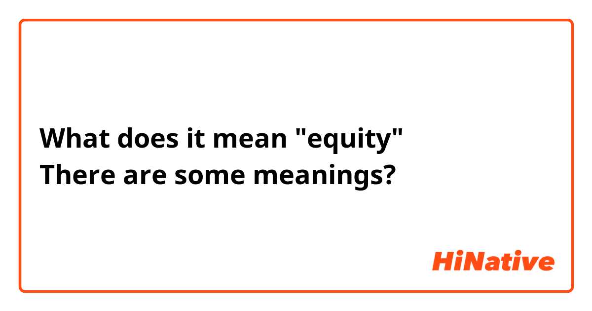 What does it mean "equity"
There are some meanings?