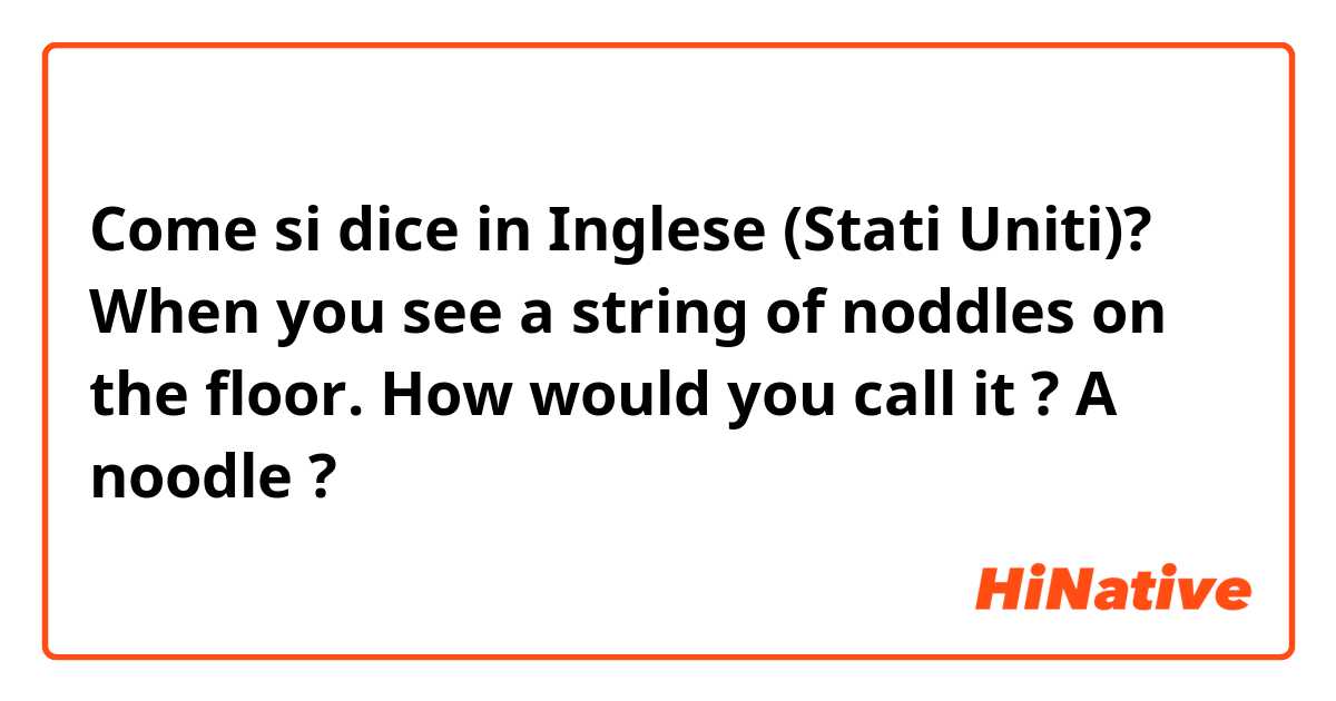 Come si dice in Inglese (Stati Uniti)? When you see a string of noddles on the floor. How would you call it ? A noodle ?