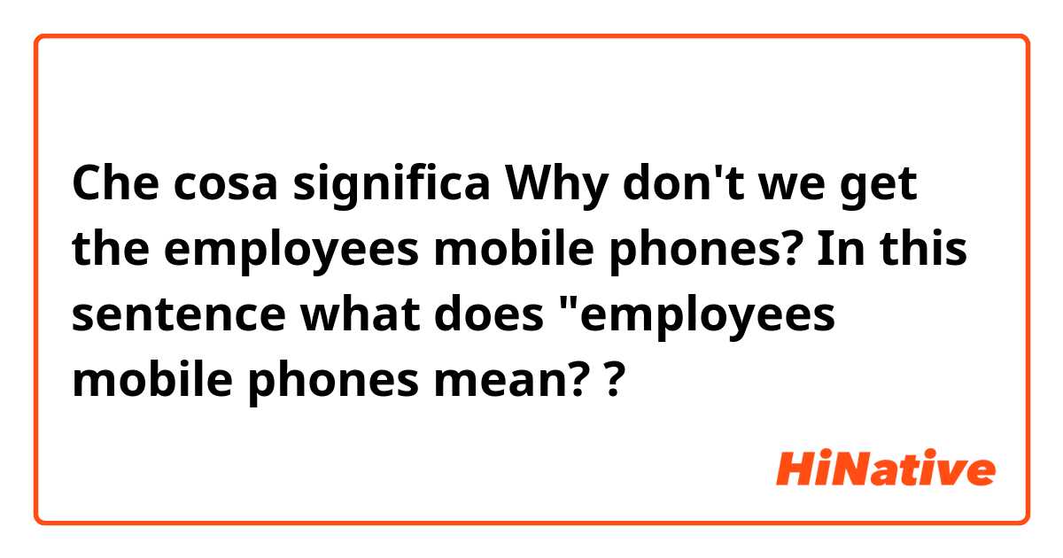 Che cosa significa Why don't we get the employees mobile phones? In this sentence what does "employees mobile phones mean??