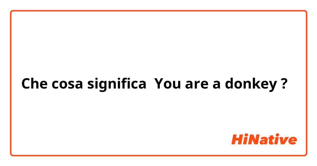 Che cosa significa You are a donkey?