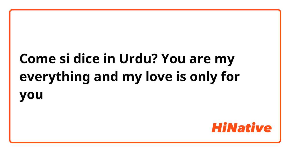 Come si dice in Urdu? You are my everything and my love is only for you