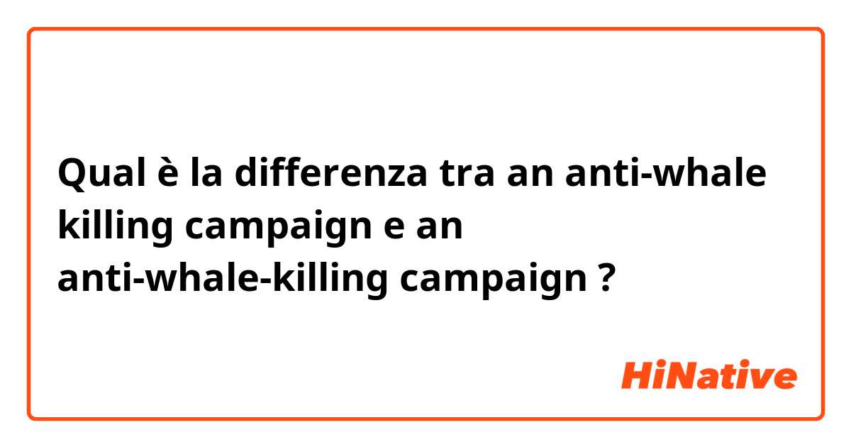 Qual è la differenza tra  an anti-whale killing campaign e an anti-whale-killing campaign ?