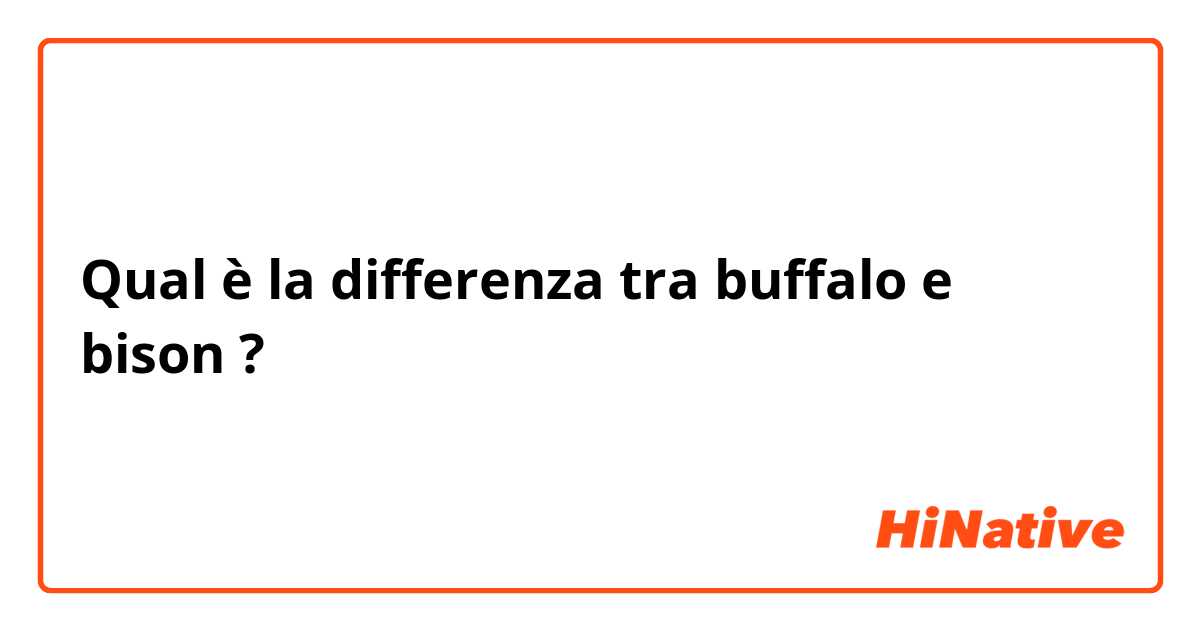 Qual è la differenza tra  buffalo e bison ?