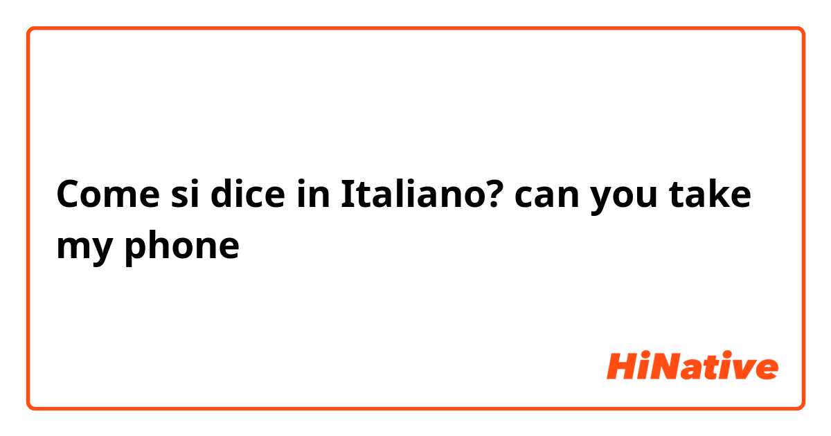 Come si dice in Italiano? can you take my phone