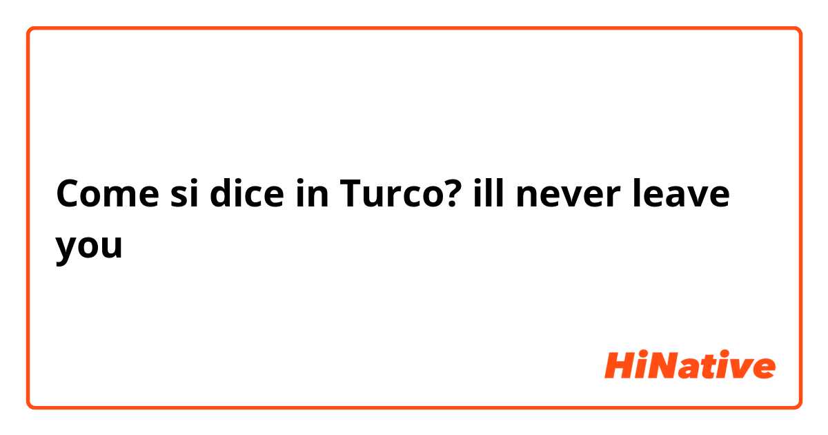 Come si dice in Turco? ill never leave you