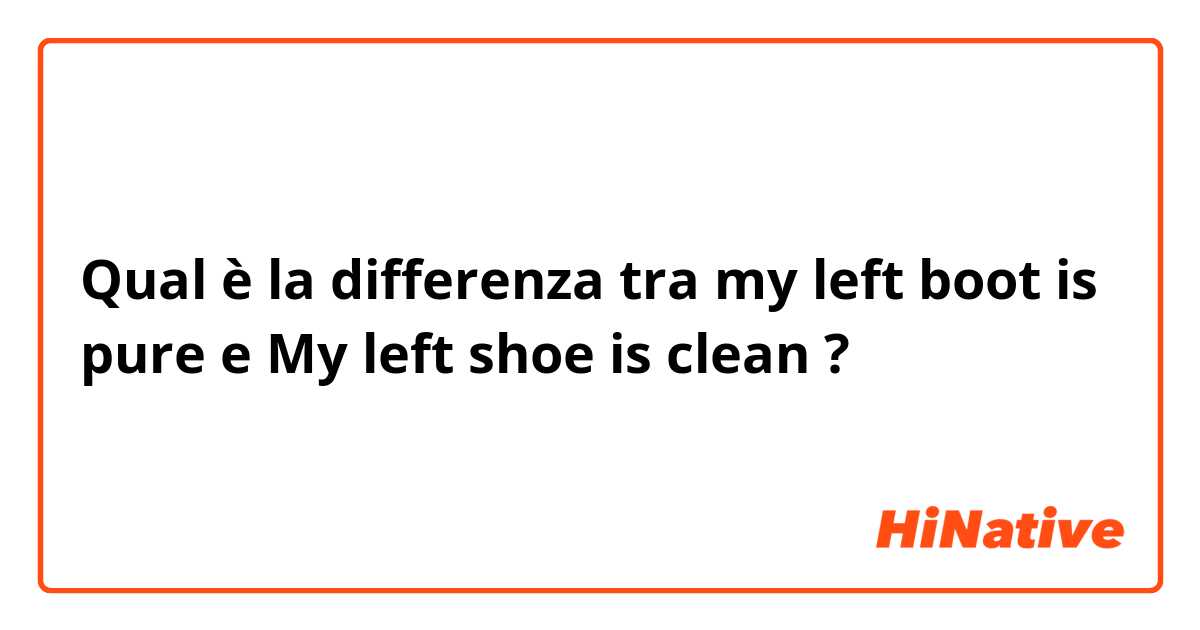 Qual è la differenza tra  my left boot is pure e My left shoe is clean ?