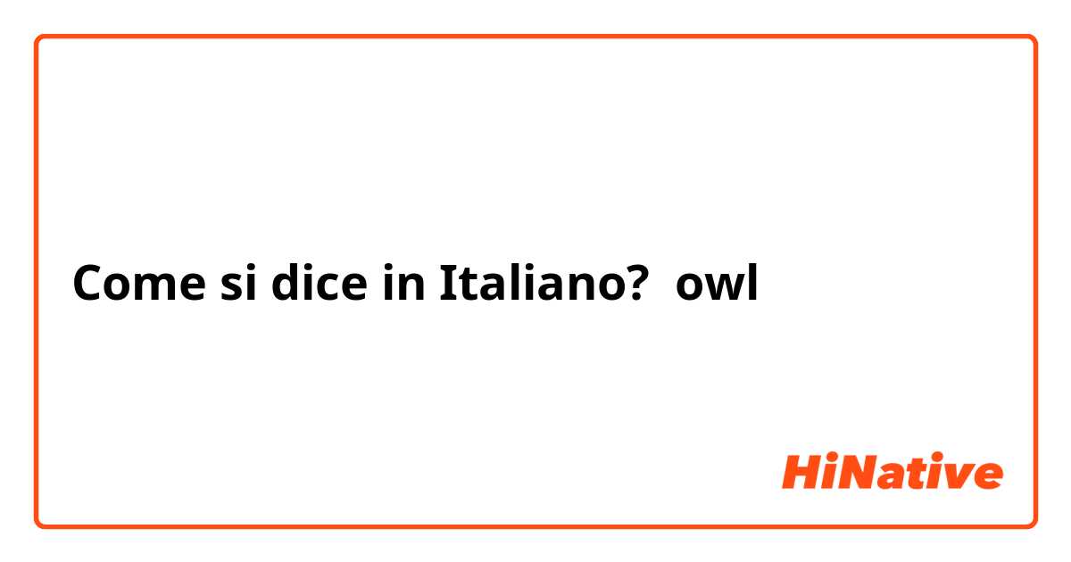 Come si dice in Italiano? owl